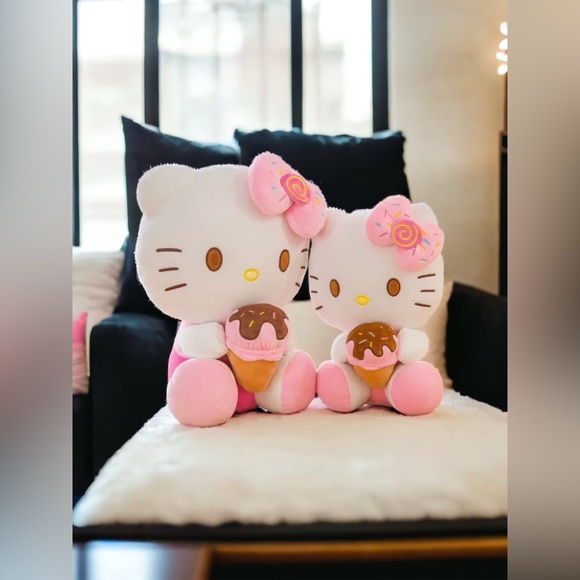 Adorable Kawaii Sanrio Hello Kitty Ice Cream Cone Plush Doll - Stuffed Toy - Picture 7 of 12